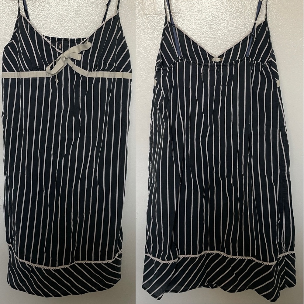 JOE FRESH Navy Blue and Whited Striped COTTON NIGHTGOWN Size XS